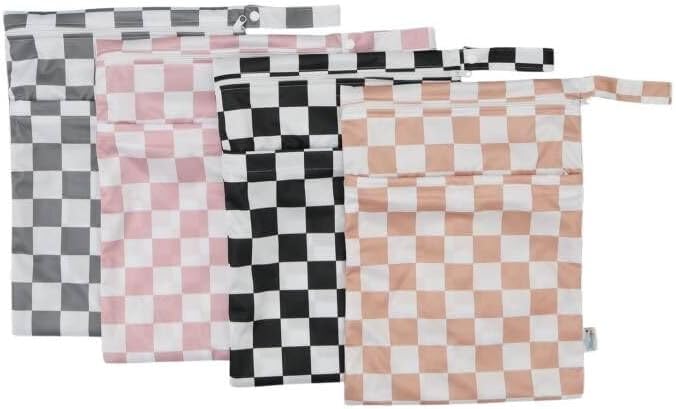 Wet Dry Bag Reusable Waterproof Swimming Bag Travel Beach Pool Yoga Gym Bag for Baby Cloth Diaper Swimsuits Wet Clothes Two Zipper Pockets 3 Pack 3L15