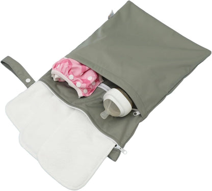 Wet Dry Bag Reusable Waterproof Swimming Bag Travel Beach Pool Yoga Gym Bag for Baby Cloth Diaper Swimsuits Wet Clothes Two Zipper Pockets 3 Pack 3L15