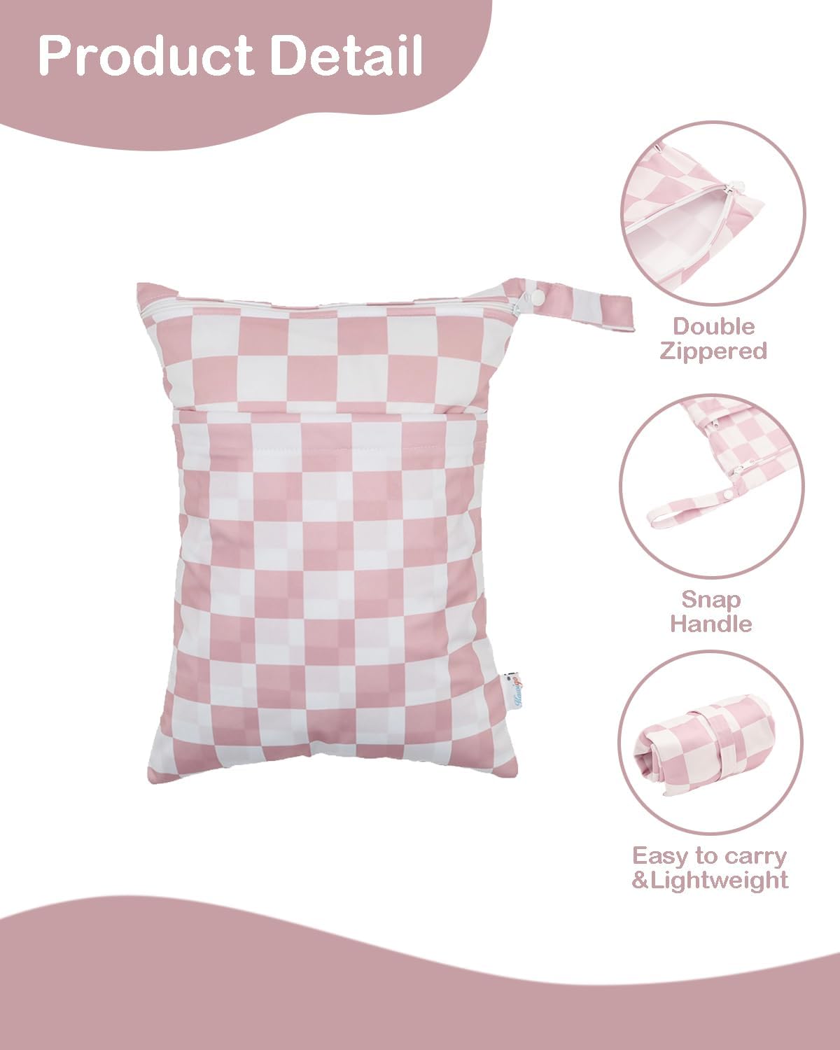 Wet Dry Bag Reusable Waterproof Swimming Bag Travel Beach Pool Yoga Gym Bag for Baby Cloth Diaper Swimsuits Wet Clothes Two Zipper Pockets 3 Pack 3L15