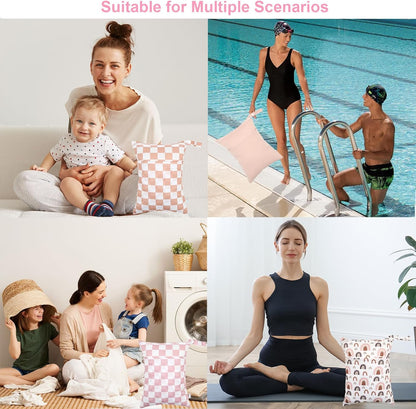 Wet Dry Bag Reusable Waterproof Swimming Bag Travel Beach Pool Yoga Gym Bag for Baby Cloth Diaper Swimsuits Wet Clothes Two Zipper Pockets 3 Pack 3L15