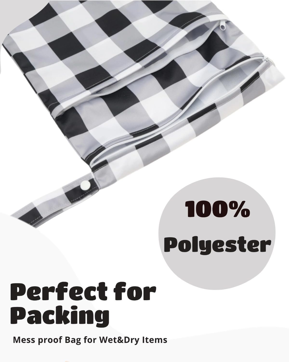 Wet Dry Bag Reusable Waterproof Swimming Bag Travel Beach Pool Yoga Gym Bag for Baby Cloth Diaper Swimsuits Wet Clothes Two Zipper Pockets 3 Pack 3L15