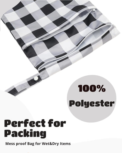 Wet Dry Bag Reusable Waterproof Swimming Bag Travel Beach Pool Yoga Gym Bag for Baby Cloth Diaper Swimsuits Wet Clothes Two Zipper Pockets 3 Pack 3L15
