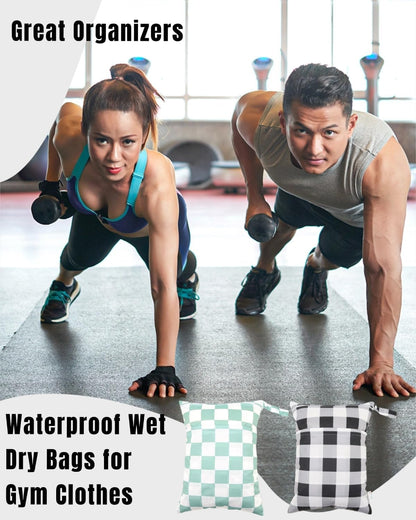 Wet Dry Bag Reusable Waterproof Swimming Bag Travel Beach Pool Yoga Gym Bag for Baby Cloth Diaper Swimsuits Wet Clothes Two Zipper Pockets 3 Pack 3L15
