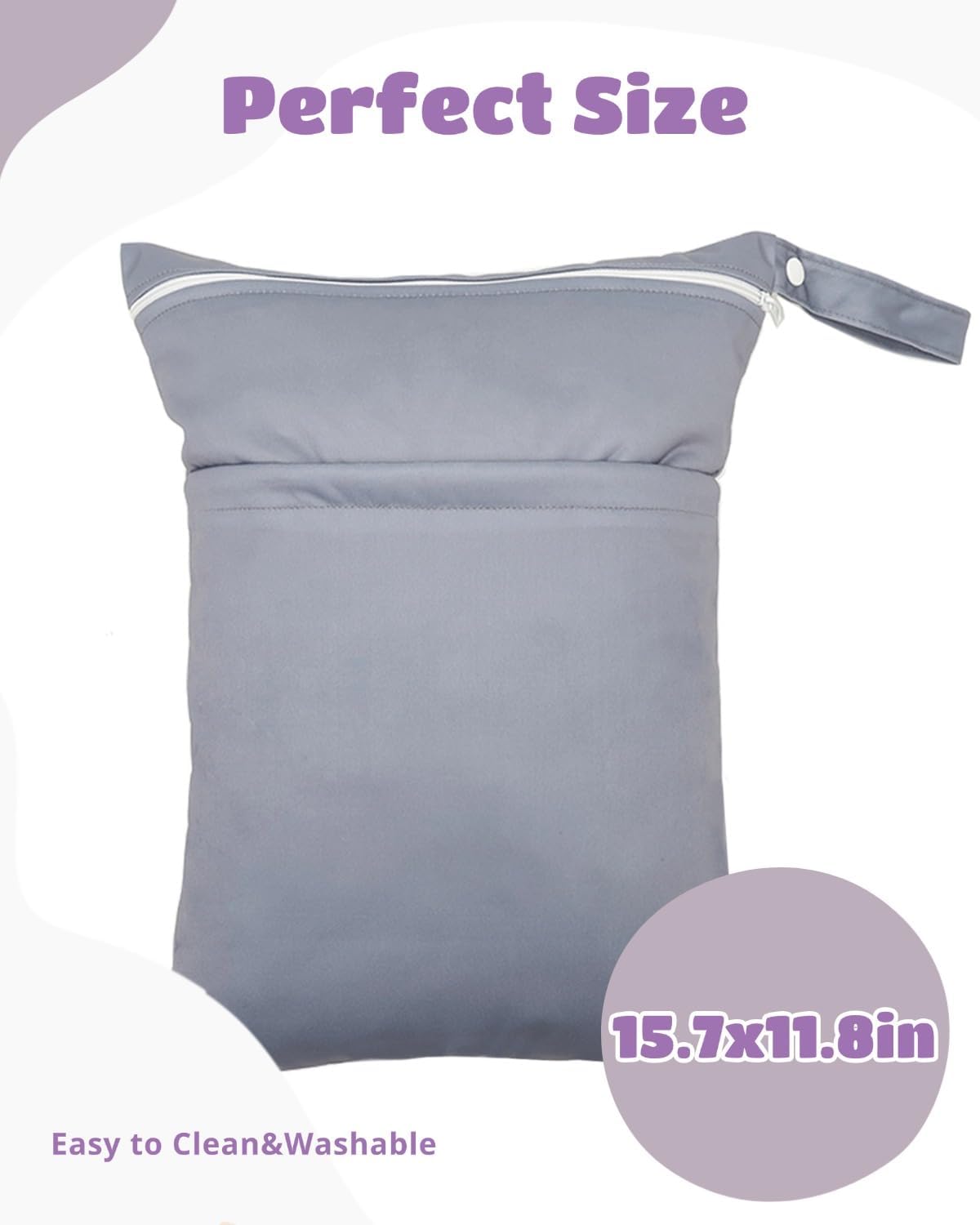 Wet Dry Bag Reusable Waterproof Swimming Bag Travel Beach Pool Yoga Gym Bag for Baby Cloth Diaper Swimsuits Wet Clothes Two Zipper Pockets 3 Pack 3L15