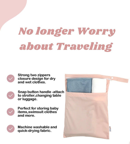 Wet Dry Bag Reusable Waterproof Swimming Bag Travel Beach Pool Yoga Gym Bag for Baby Cloth Diaper Swimsuits Wet Clothes Two Zipper Pockets 3 Pack 3L15