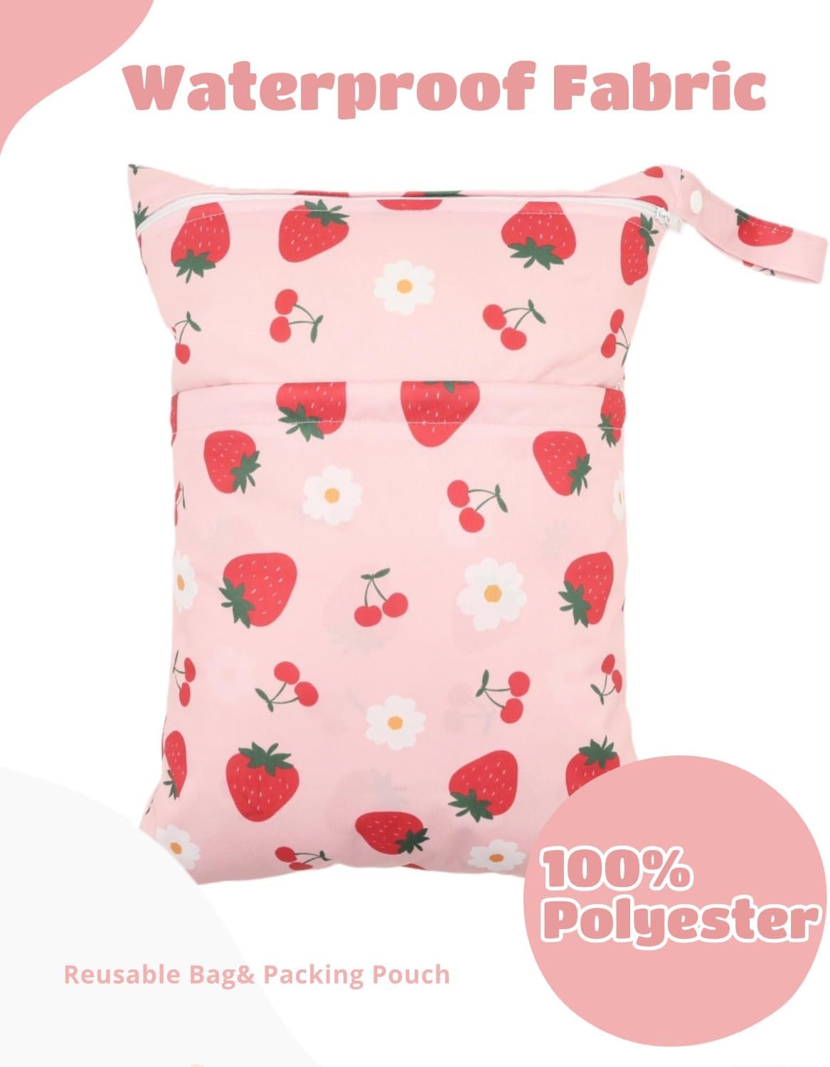 Wet Dry Bag Reusable Waterproof Swimming Bag Travel Beach Pool Yoga Gym Bag for Baby Cloth Diaper Swimsuits Wet Clothes Two Zipper Pockets 3 Pack 3L15