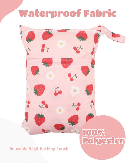 Wet Dry Bag Reusable Waterproof Swimming Bag Travel Beach Pool Yoga Gym Bag for Baby Cloth Diaper Swimsuits Wet Clothes Two Zipper Pockets 3 Pack 3L15