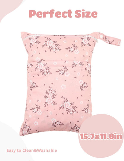 Wet Dry Bag Reusable Waterproof Swimming Bag Travel Beach Pool Yoga Gym Bag for Baby Cloth Diaper Swimsuits Wet Clothes Two Zipper Pockets 3 Pack 3L15