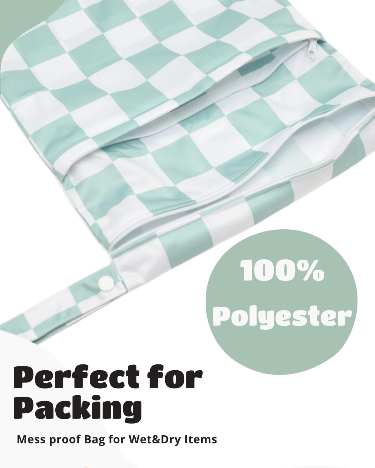 Wet Dry Bag Reusable Waterproof Swimming Bag Travel Beach Pool Yoga Gym Bag for Baby Cloth Diaper Swimsuits Wet Clothes Two Zipper Pockets 3 Pack 3L15
