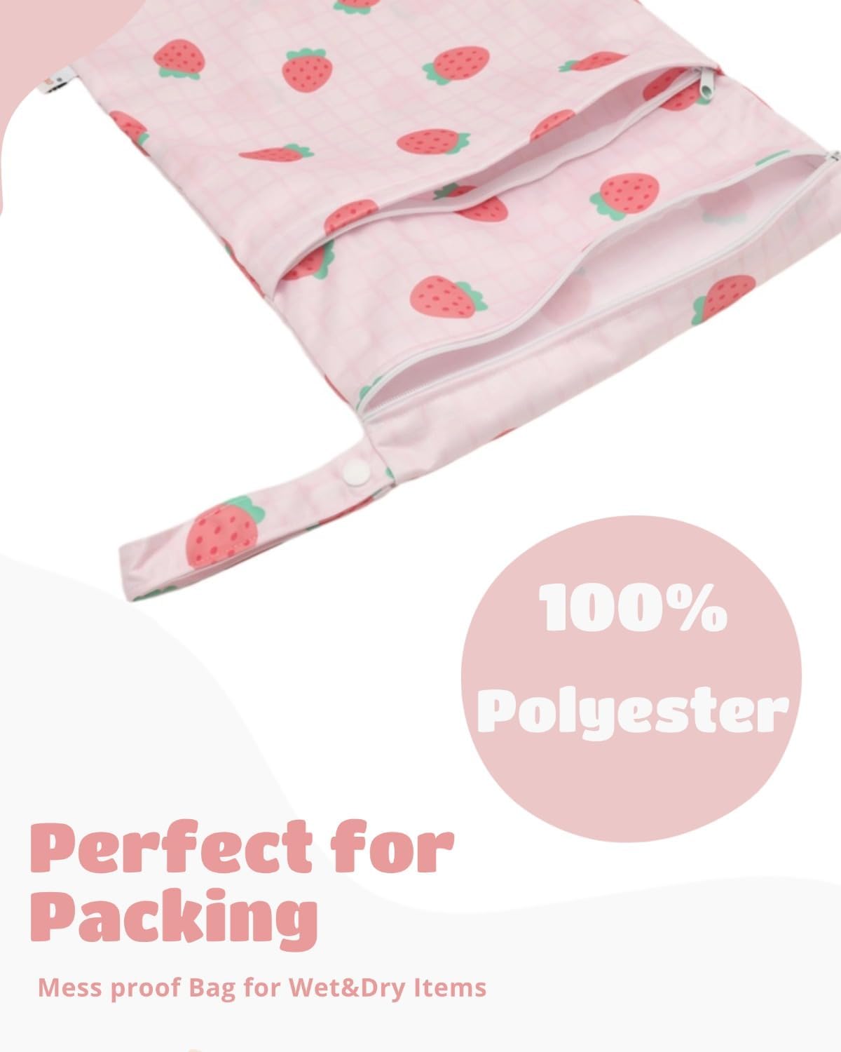 Wet Dry Bag Reusable Waterproof Swimming Bag Travel Beach Pool Yoga Gym Bag for Baby Cloth Diaper Swimsuits Wet Clothes Two Zipper Pockets 3 Pack 3L15