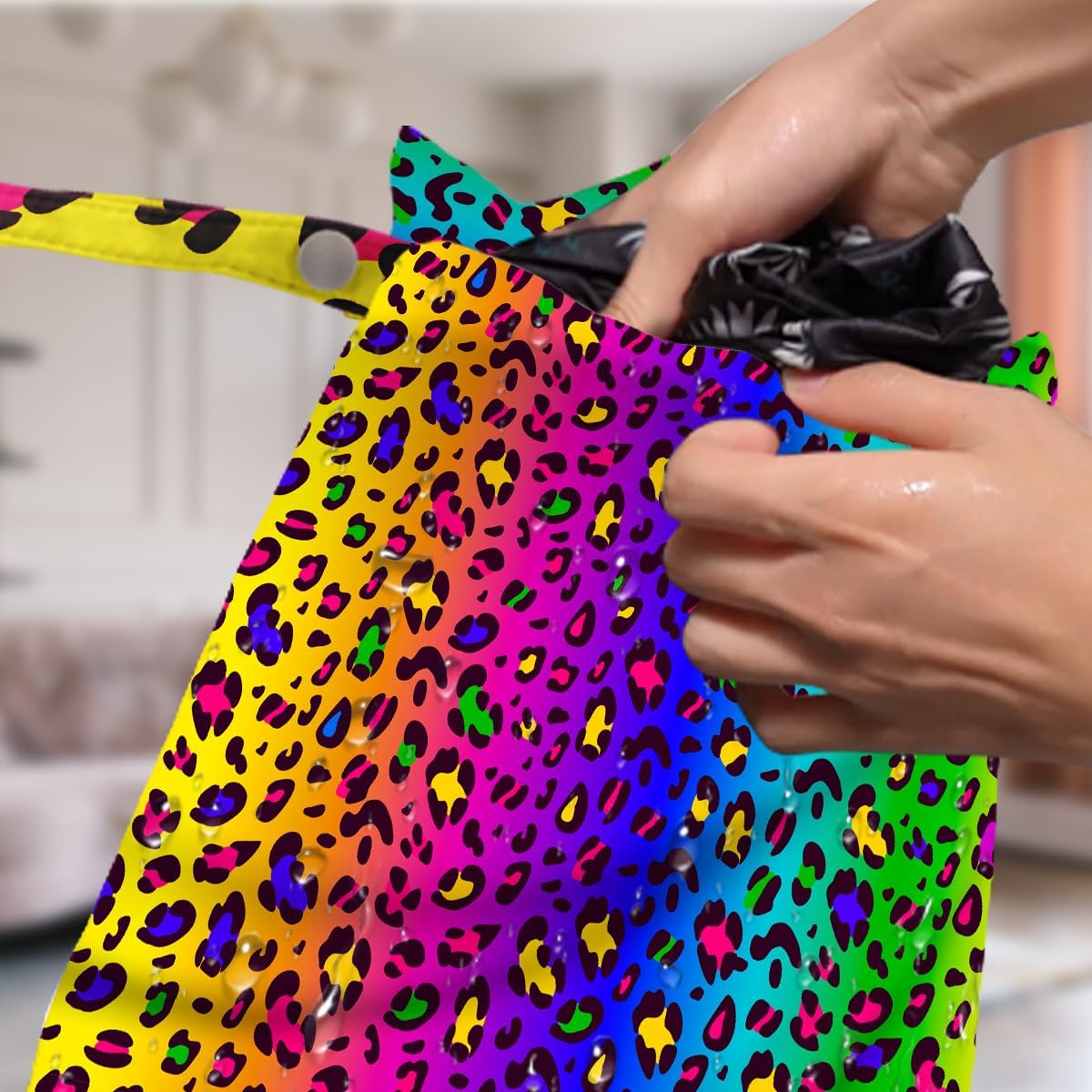 4 Pack Colorful Leopard Print Wet Bag Waterproof Washable Reusable Wet Dry Bag for Swimsuit Dirty Clothes Diaper Travel Beach Pool Yoga Gym Travel Birthday Party Camping Toiletries Beach Essentials
