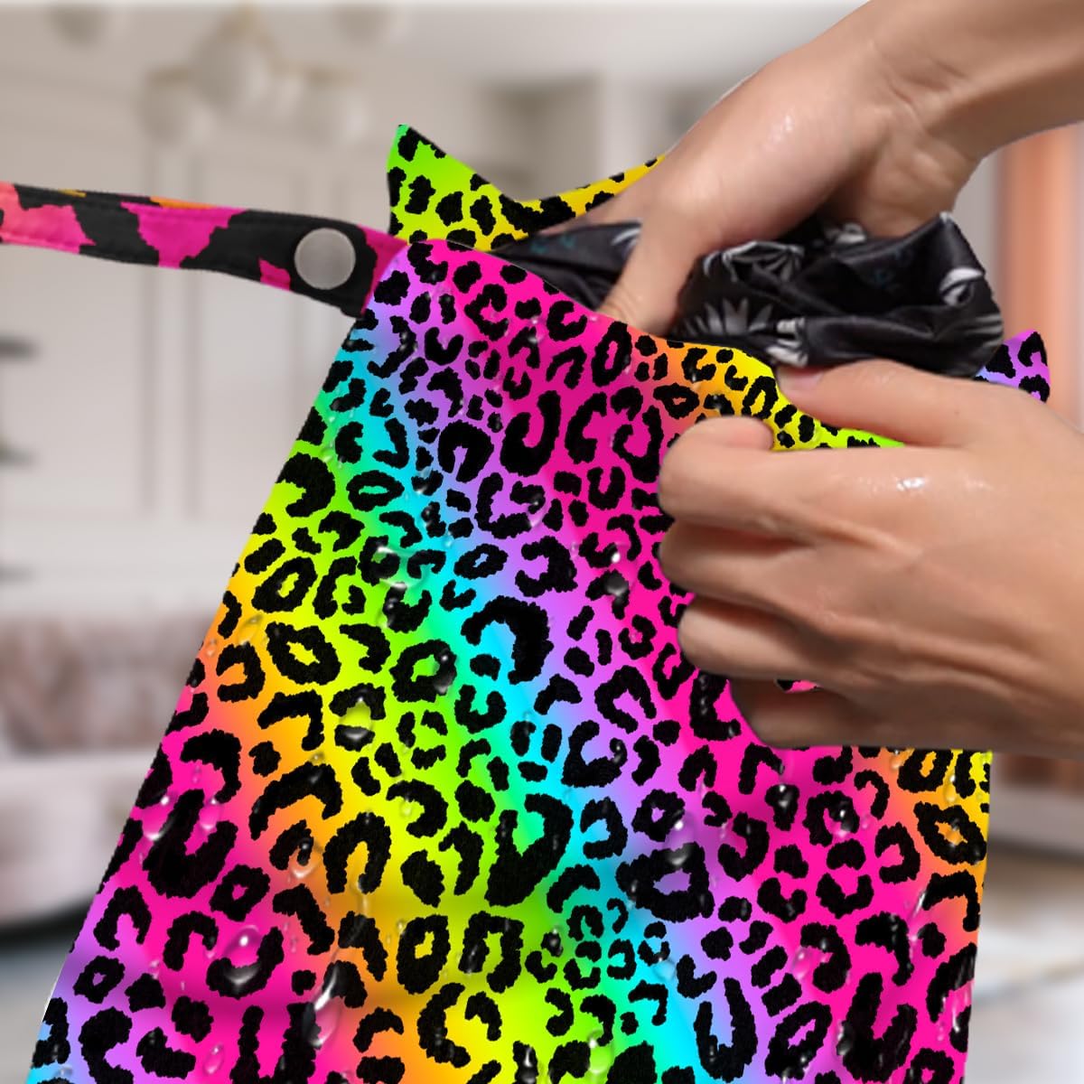 4 Pack Colorful Leopard Print Wet Bag Waterproof Washable Reusable Wet Dry Bag for Swimsuit Dirty Clothes Diaper Travel Beach Pool Yoga Gym Travel Birthday Party Camping Toiletries Beach Essentials