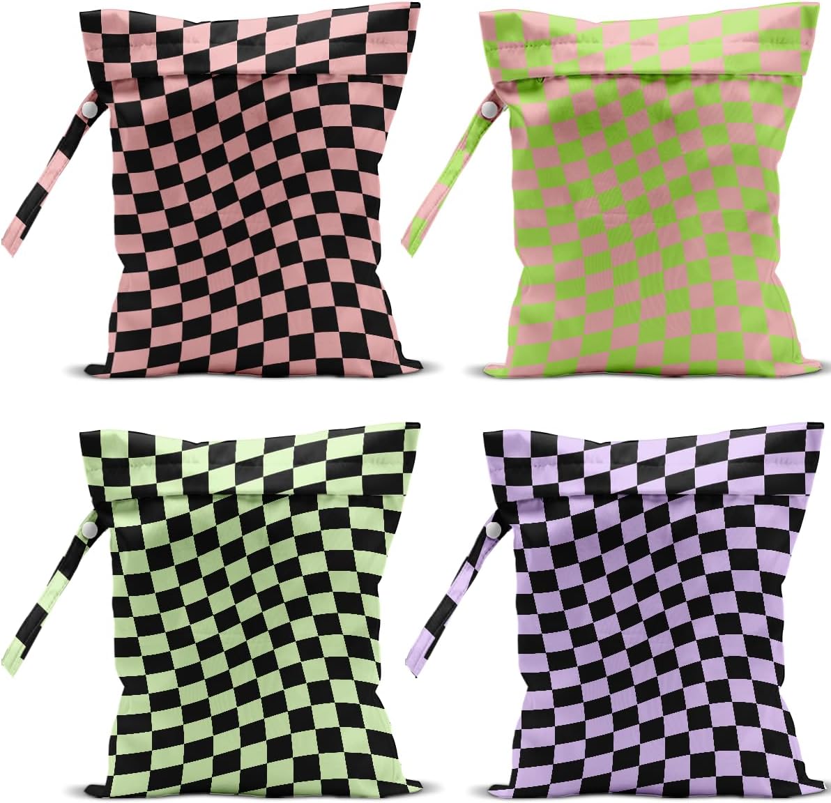 4 Pack Colorful Leopard Print Wet Bag Waterproof Washable Reusable Wet Dry Bag for Swimsuit Dirty Clothes Diaper Travel Beach Pool Yoga Gym Travel Birthday Party Camping Toiletries Beach Essentials