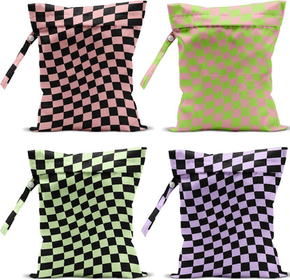 4 Pack Colorful Leopard Print Wet Bag Waterproof Washable Reusable Wet Dry Bag for Swimsuit Dirty Clothes Diaper Travel Beach Pool Yoga Gym Travel Birthday Party Camping Toiletries Beach Essentials