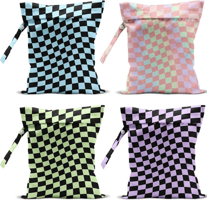 4 Pack Colorful Leopard Print Wet Bag Waterproof Washable Reusable Wet Dry Bag for Swimsuit Dirty Clothes Diaper Travel Beach Pool Yoga Gym Travel Birthday Party Camping Toiletries Beach Essentials