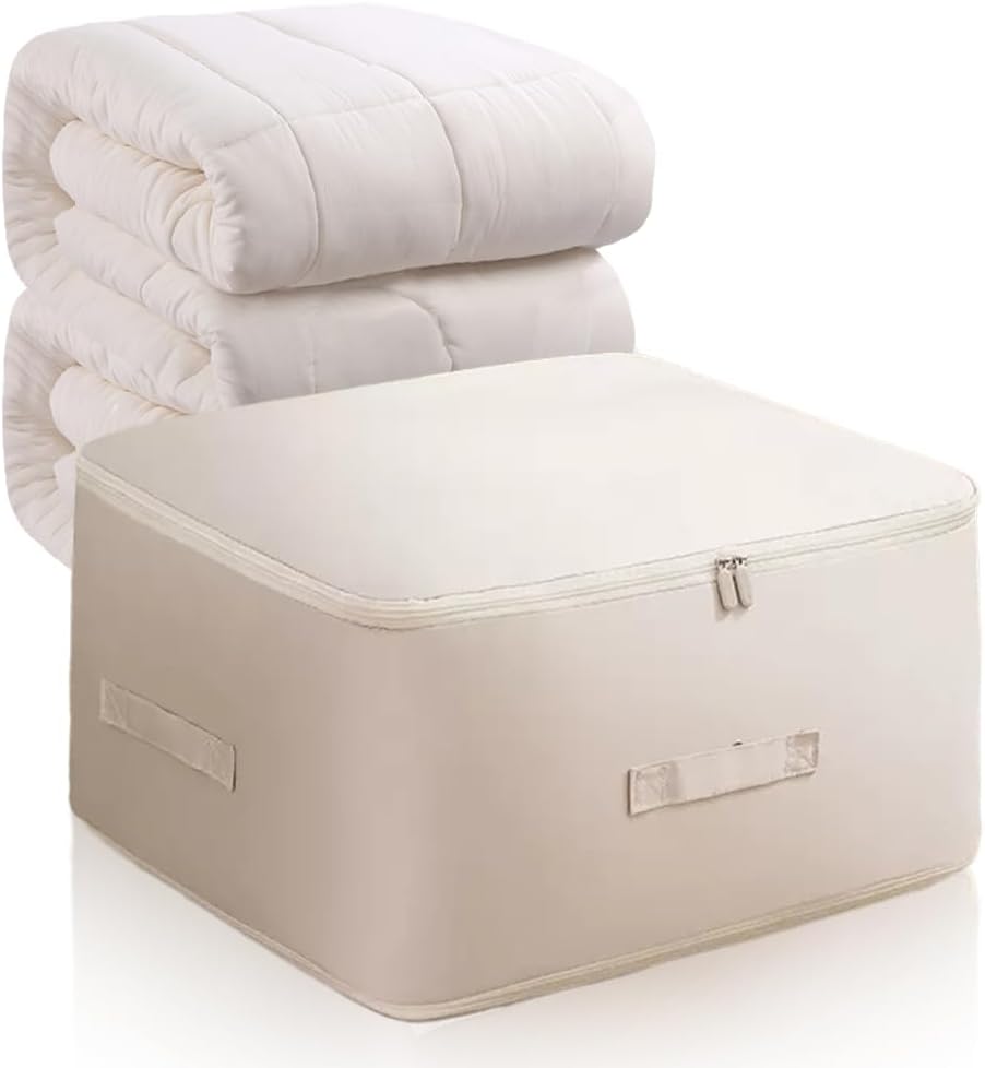 Ultra Space Saving Self Compression Organizer, 2024 New Heavy Duty Storage Travel Packing Storage Tote, Premium Moving Bags Space Bags with Handles for Clothes Blankets Bed Quilt (Gray, Large)