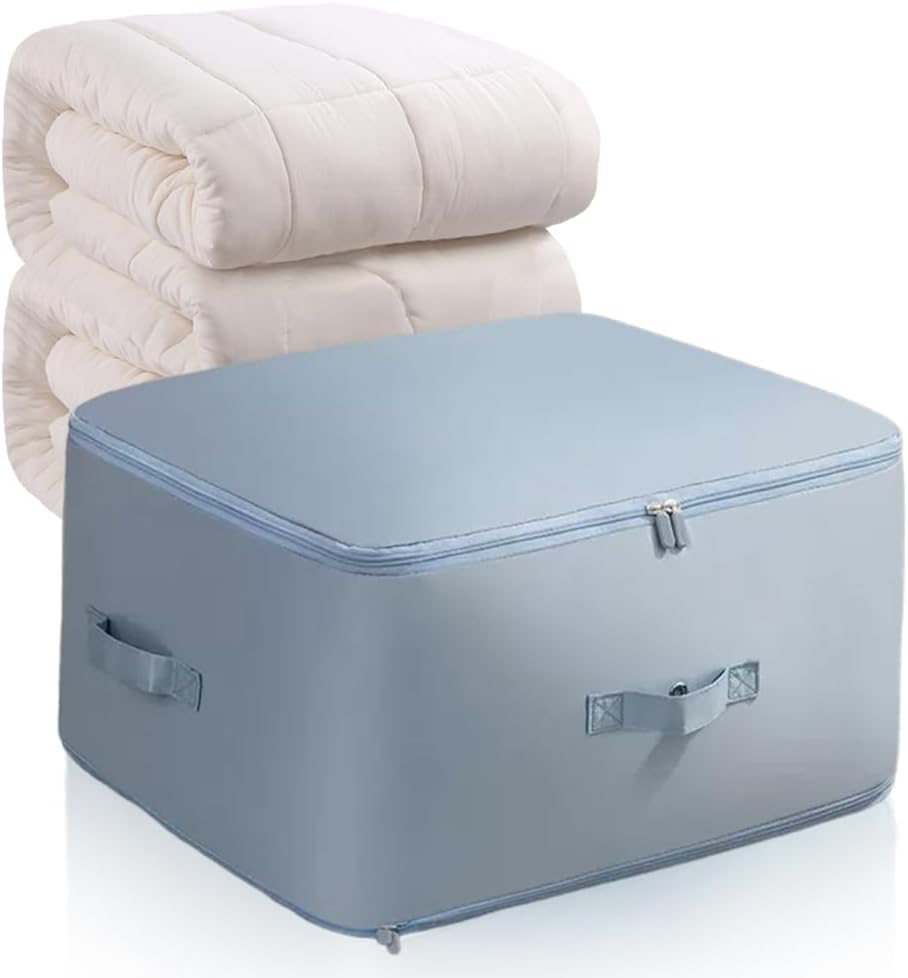 Ultra Space Saving Self Compression Organizer, 2024 New Heavy Duty Storage Travel Packing Storage Tote, Premium Moving Bags Space Bags with Handles for Clothes Blankets Bed Quilt (Gray, Large)