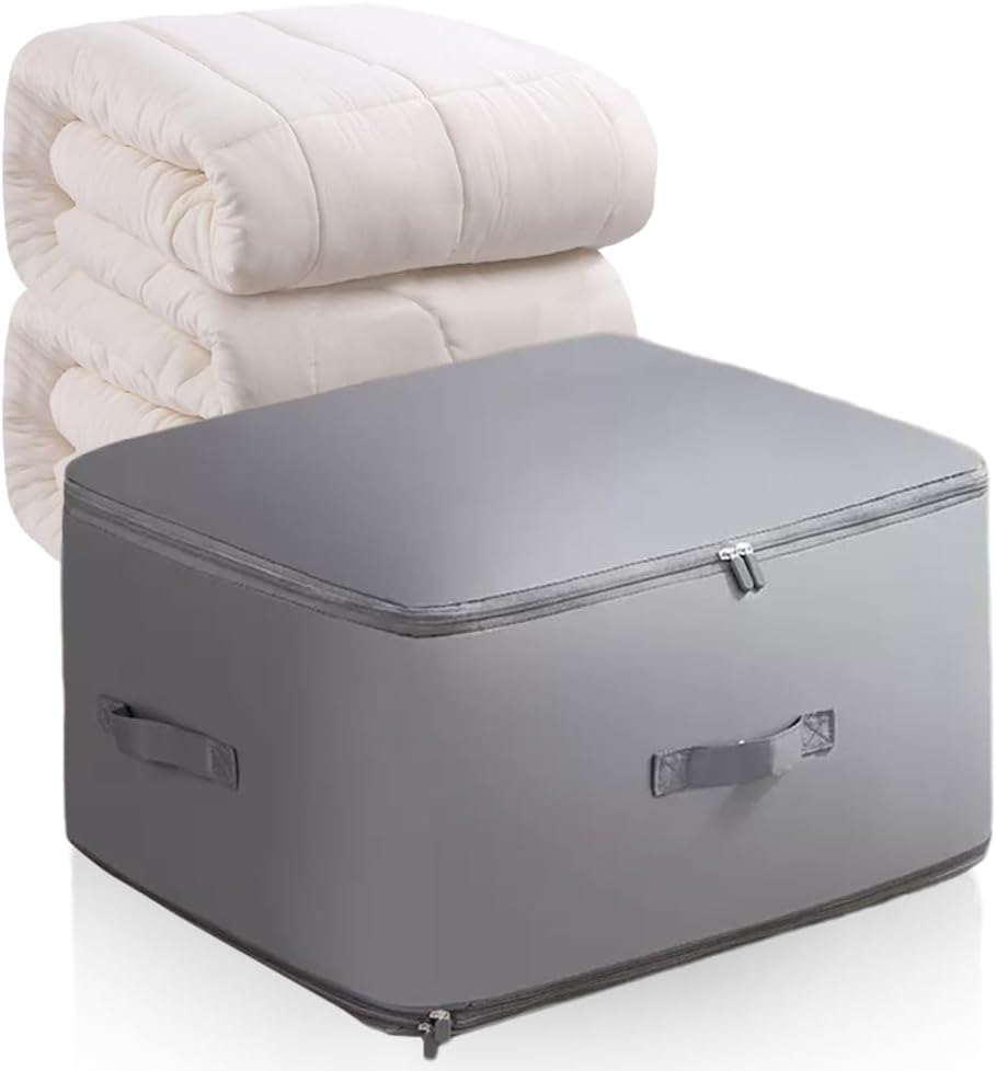 Ultra Space Saving Self Compression Organizer, 2024 New Heavy Duty Storage Travel Packing Storage Tote, Premium Moving Bags Space Bags with Handles for Clothes Blankets Bed Quilt (Gray, Large)