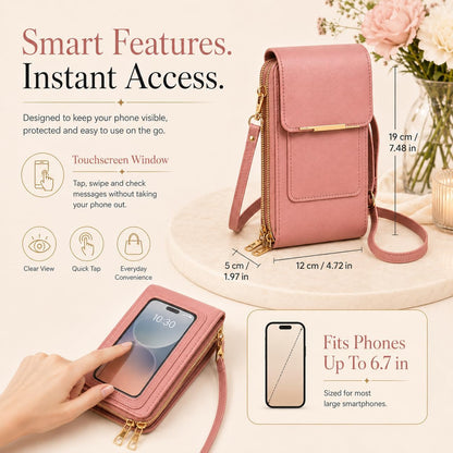 Crossbody Phone Wallet, 2027 New Anti Theft Leather Bag, Touchscreen Phone Crossbody Bag, Touch Screen RFID Blocking - Colors A