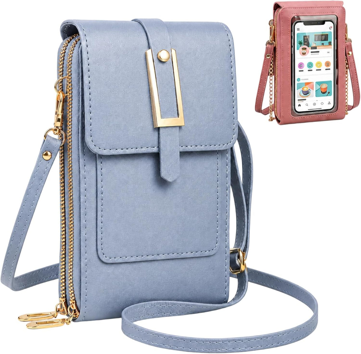 Crossbody Phone Wallet, 2027 New Anti Theft Leather Bag, Touchscreen Phone Crossbody Bag, Touch Screen RFID Blocking - Colors A