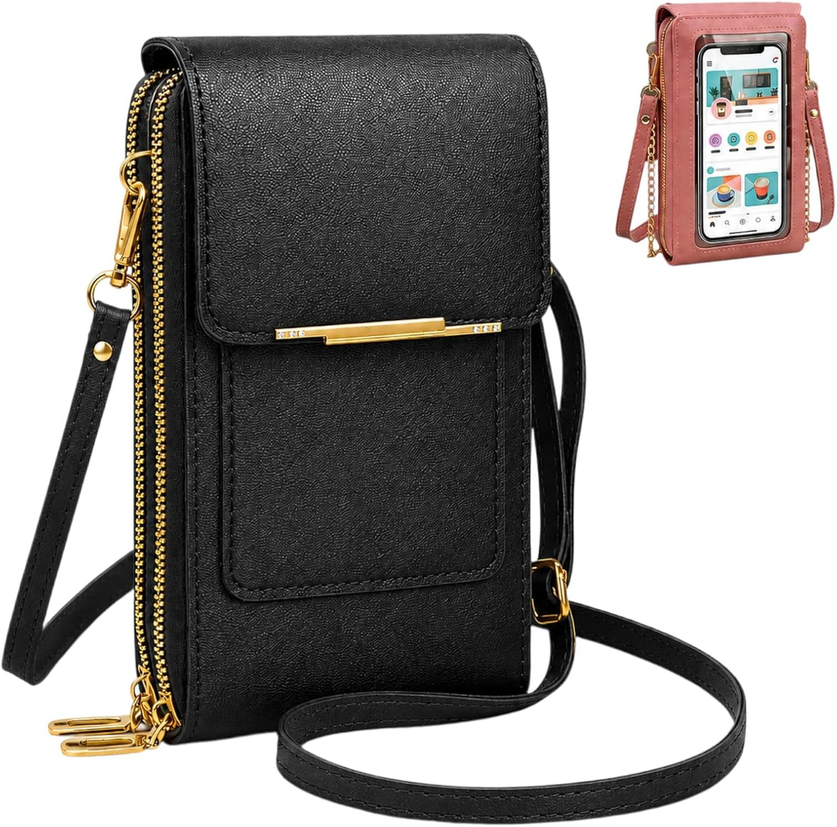 Crossbody Phone Wallet, 2027 New Anti Theft Leather Bag, Touchscreen Phone Crossbody Bag, Touch Screen RFID Blocking - Colors A