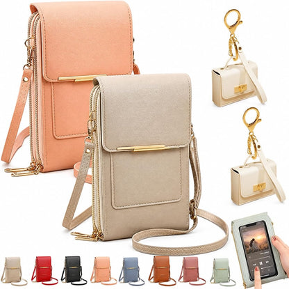 Crossbody Phone Wallet, 2027 New Anti Theft Leather Bag, Touchscreen Phone Crossbody Bag, Touch Screen RFID Blocking - Colors A
