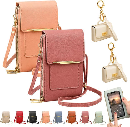 Crossbody Phone Wallet, 2027 New Anti Theft Leather Bag, Touchscreen Phone Crossbody Bag, Touch Screen RFID Blocking - Colors A