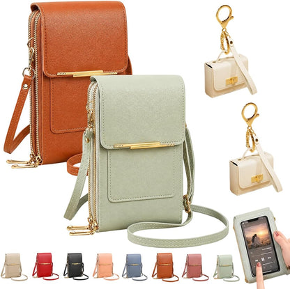 Crossbody Phone Wallet, 2027 New Anti Theft Leather Bag, Touchscreen Phone Crossbody Bag, Touch Screen RFID Blocking - Colors A