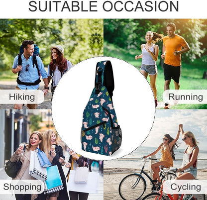 Men Women Sling Backpack Outdoor Sport Daypack Travel Bag, Multipurpose Anti-Theft Carry On Bag, Breathable Chest Sling Shoulder Backpacks Bags, Blue Galaxy