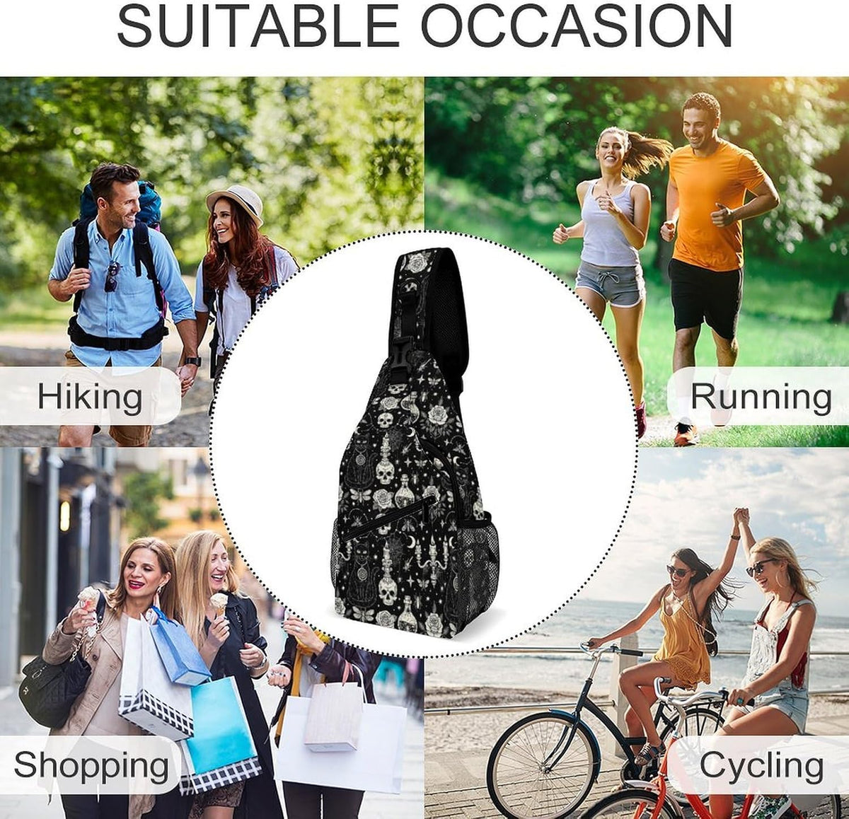 Men Women Sling Backpack Outdoor Sport Daypack Travel Bag, Multipurpose Anti-Theft Carry On Bag, Breathable Chest Sling Shoulder Backpacks Bags, Blue Galaxy