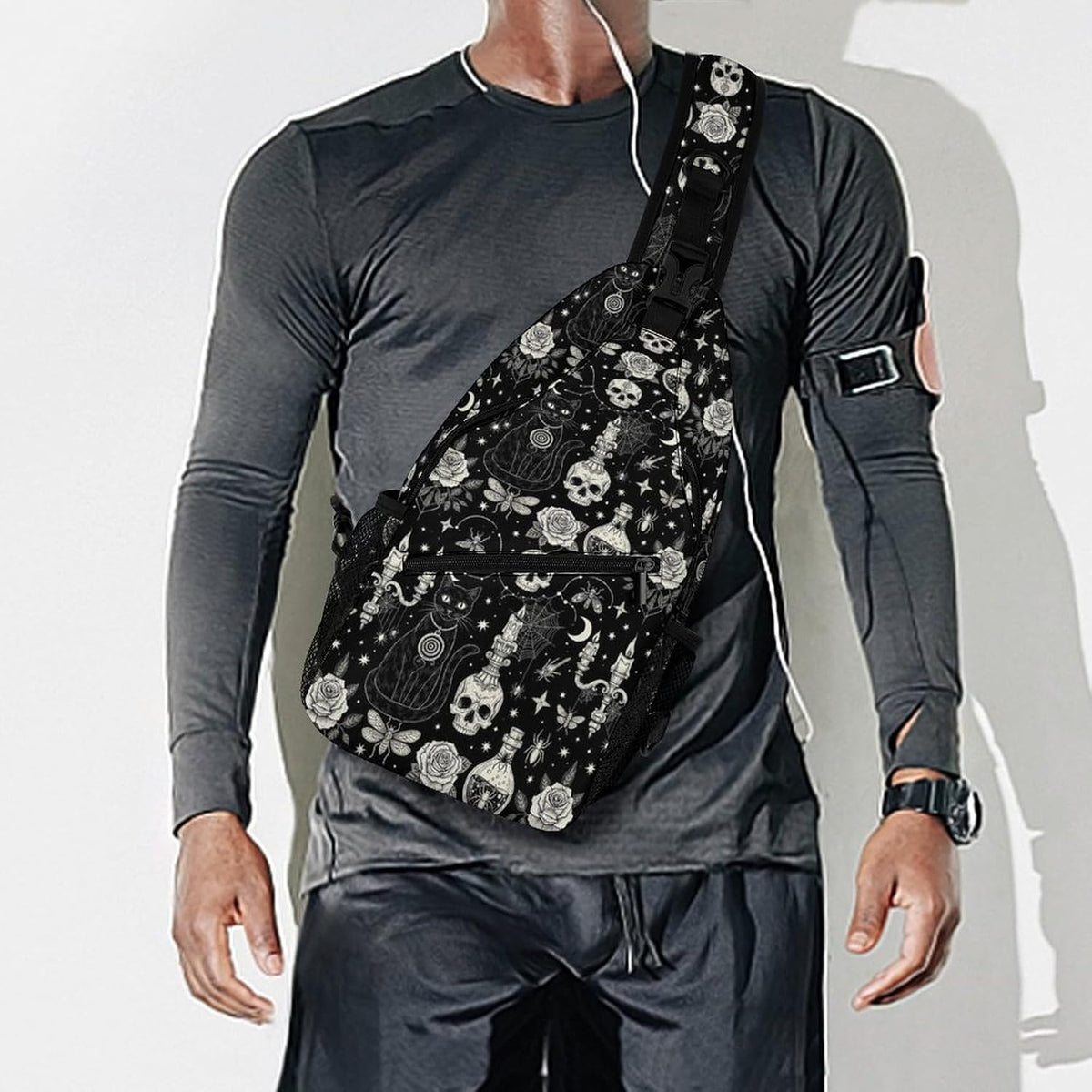 Men Women Sling Backpack Outdoor Sport Daypack Travel Bag, Multipurpose Anti-Theft Carry On Bag, Breathable Chest Sling Shoulder Backpacks Bags, Blue Galaxy