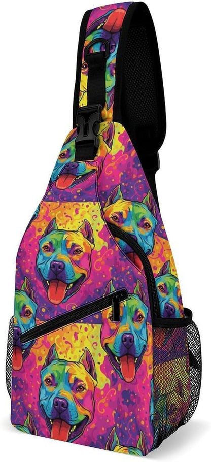 Men Women Sling Backpack Outdoor Sport Daypack Travel Bag, Multipurpose Anti-Theft Carry On Bag, Breathable Chest Sling Shoulder Backpacks Bags, Blue Galaxy
