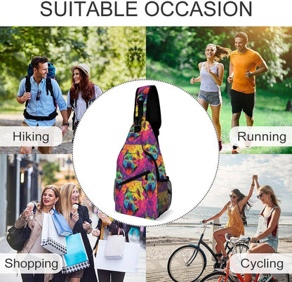 Men Women Sling Backpack Outdoor Sport Daypack Travel Bag, Multipurpose Anti-Theft Carry On Bag, Breathable Chest Sling Shoulder Backpacks Bags, Blue Galaxy
