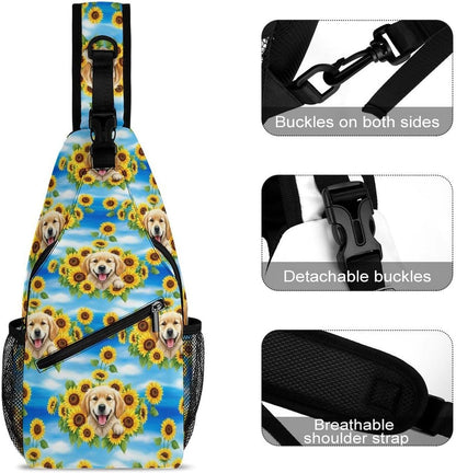 Men Women Sling Backpack Outdoor Sport Daypack Travel Bag, Multipurpose Anti-Theft Carry On Bag, Breathable Chest Sling Shoulder Backpacks Bags, Blue Galaxy