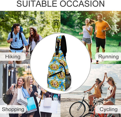 Men Women Sling Backpack Outdoor Sport Daypack Travel Bag, Multipurpose Anti-Theft Carry On Bag, Breathable Chest Sling Shoulder Backpacks Bags, Blue Galaxy