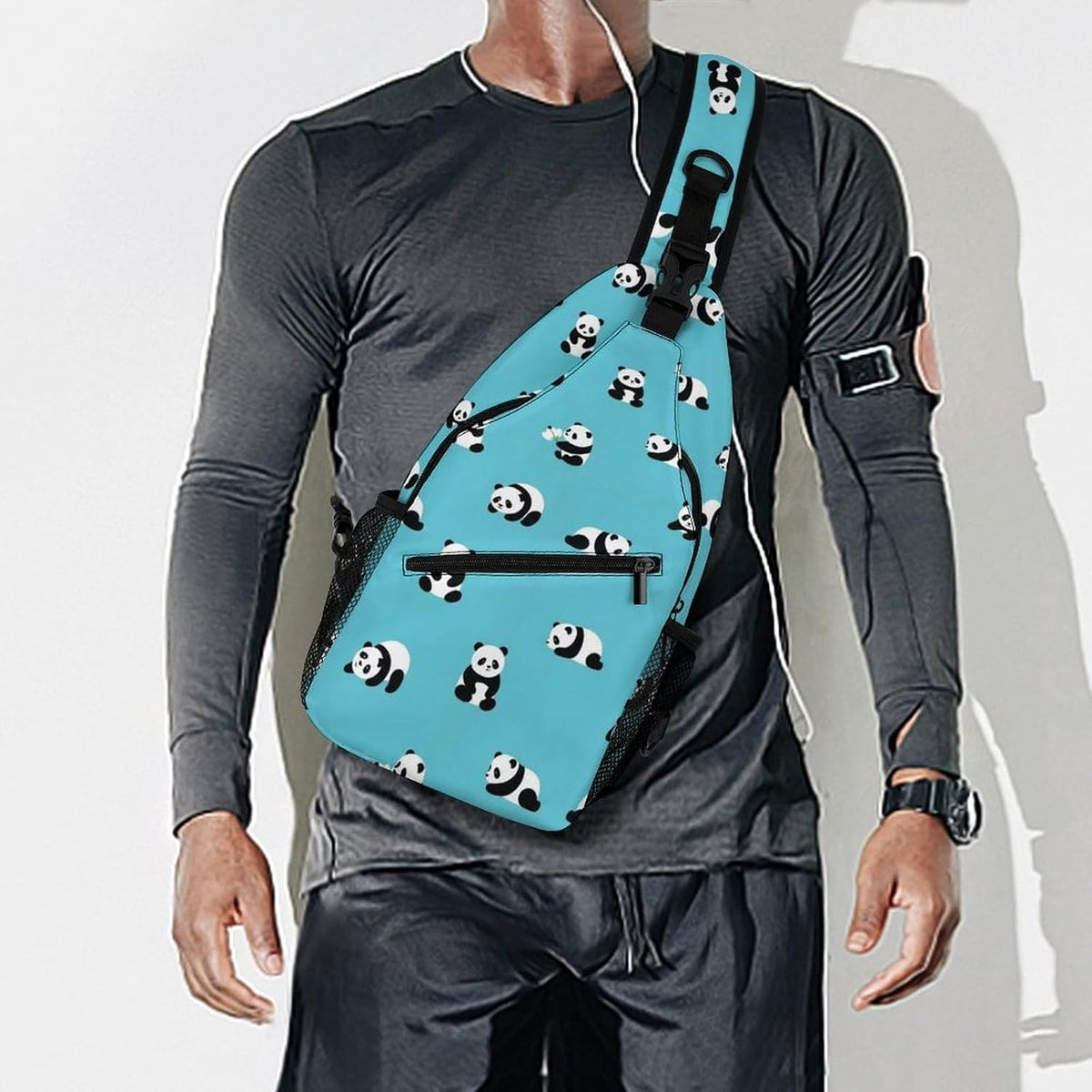 Men Women Sling Backpack Outdoor Sport Daypack Travel Bag, Multipurpose Anti-Theft Carry On Bag, Breathable Chest Sling Shoulder Backpacks Bags, Blue Galaxy