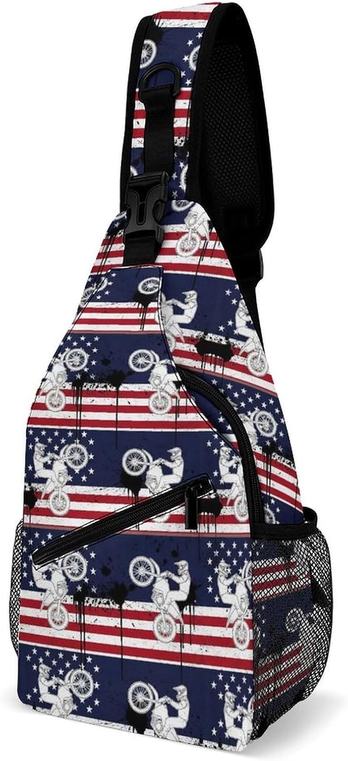 Men Women Sling Backpack Outdoor Sport Daypack Travel Bag, Multipurpose Anti-Theft Carry On Bag, Breathable Chest Sling Shoulder Backpacks Bags, Blue Galaxy