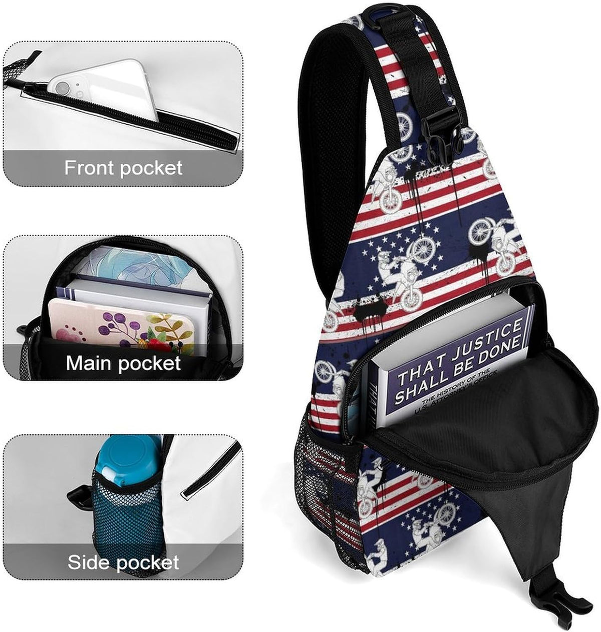 Men Women Sling Backpack Outdoor Sport Daypack Travel Bag, Multipurpose Anti-Theft Carry On Bag, Breathable Chest Sling Shoulder Backpacks Bags, Blue Galaxy