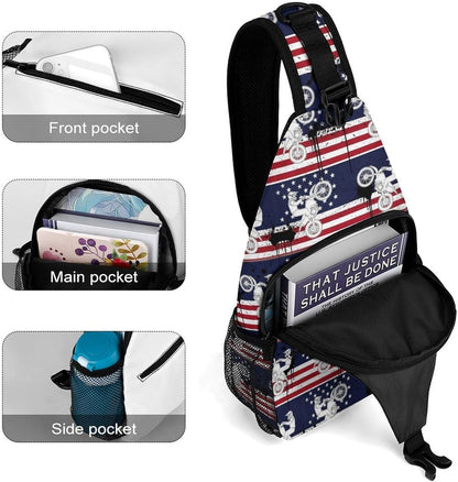 Men Women Sling Backpack Outdoor Sport Daypack Travel Bag, Multipurpose Anti-Theft Carry On Bag, Breathable Chest Sling Shoulder Backpacks Bags, Blue Galaxy