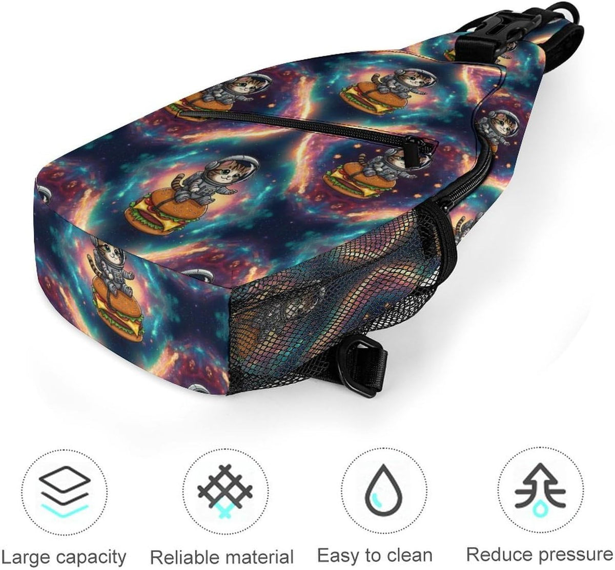Men Women Sling Backpack Outdoor Sport Daypack Travel Bag, Multipurpose Anti-Theft Carry On Bag, Breathable Chest Sling Shoulder Backpacks Bags, Blue Galaxy