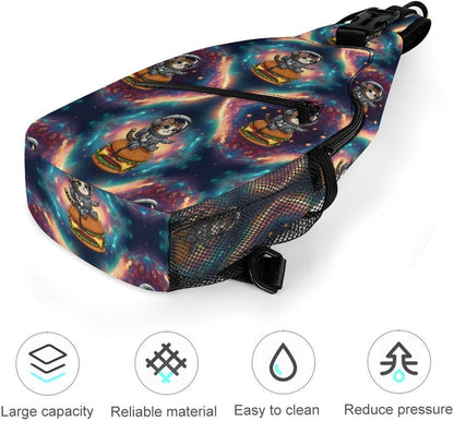 Men Women Sling Backpack Outdoor Sport Daypack Travel Bag, Multipurpose Anti-Theft Carry On Bag, Breathable Chest Sling Shoulder Backpacks Bags, Blue Galaxy