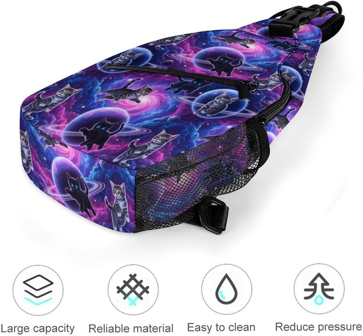 Men Women Sling Backpack Outdoor Sport Daypack Travel Bag, Multipurpose Anti-Theft Carry On Bag, Breathable Chest Sling Shoulder Backpacks Bags, Blue Galaxy