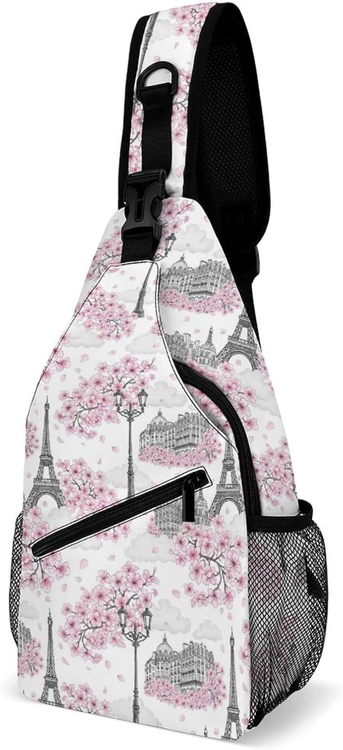 Men Women Sling Backpack Outdoor Sport Daypack Travel Bag, Multipurpose Anti-Theft Carry On Bag, Breathable Chest Sling Shoulder Backpacks Bags, Blue Galaxy