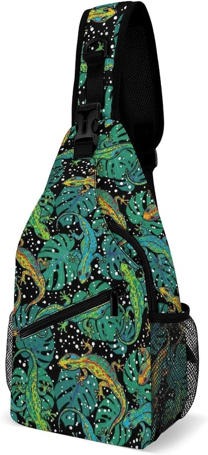 Men Women Sling Backpack Outdoor Sport Daypack Travel Bag, Multipurpose Anti-Theft Carry On Bag, Breathable Chest Sling Shoulder Backpacks Bags, Blue Galaxy