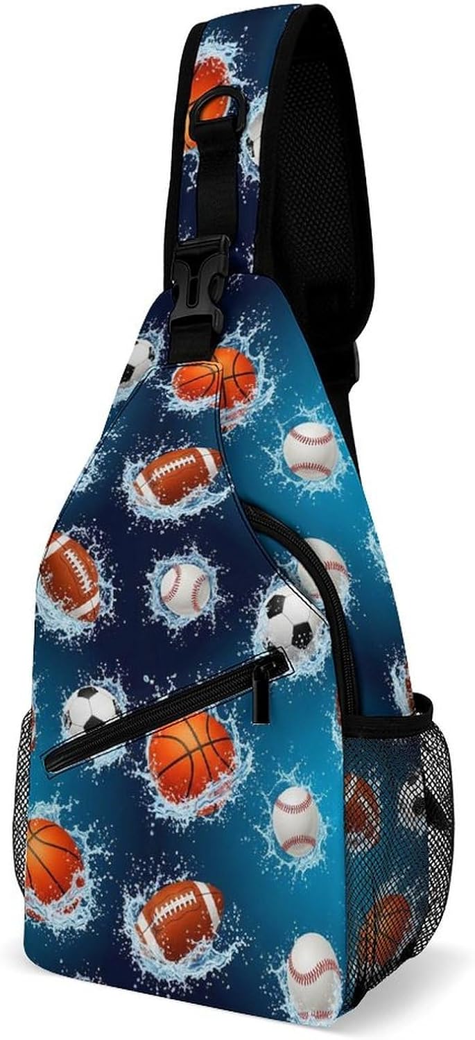 Men Women Sling Backpack Outdoor Sport Daypack Travel Bag, Multipurpose Anti-Theft Carry On Bag, Breathable Chest Sling Shoulder Backpacks Bags, Blue Galaxy