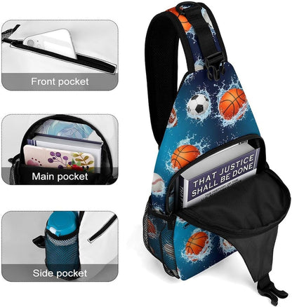 Men Women Sling Backpack Outdoor Sport Daypack Travel Bag, Multipurpose Anti-Theft Carry On Bag, Breathable Chest Sling Shoulder Backpacks Bags, Blue Galaxy