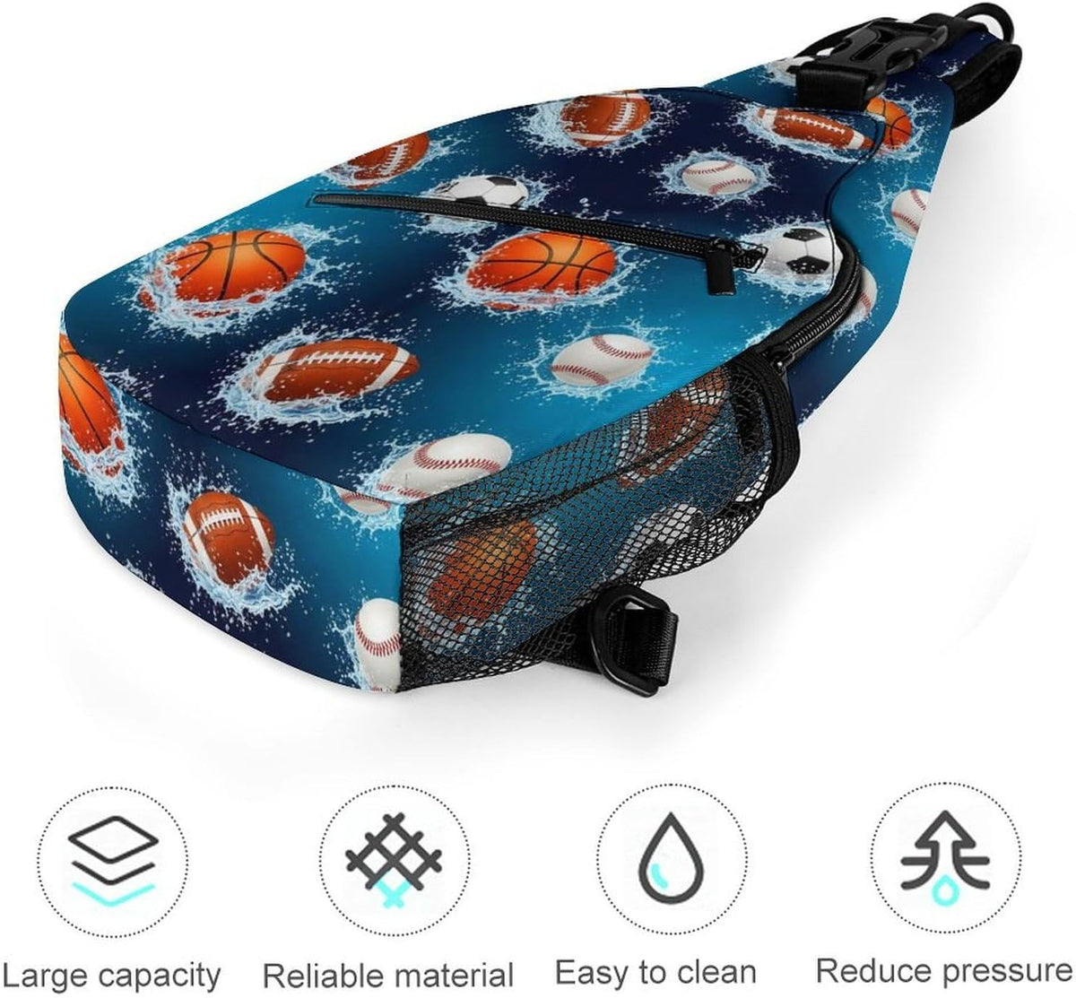 Men Women Sling Backpack Outdoor Sport Daypack Travel Bag, Multipurpose Anti-Theft Carry On Bag, Breathable Chest Sling Shoulder Backpacks Bags, Blue Galaxy