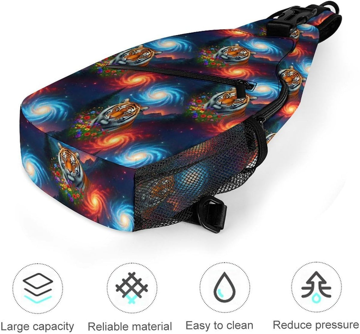 Men Women Sling Backpack Outdoor Sport Daypack Travel Bag, Multipurpose Anti-Theft Carry On Bag, Breathable Chest Sling Shoulder Backpacks Bags, Blue Galaxy