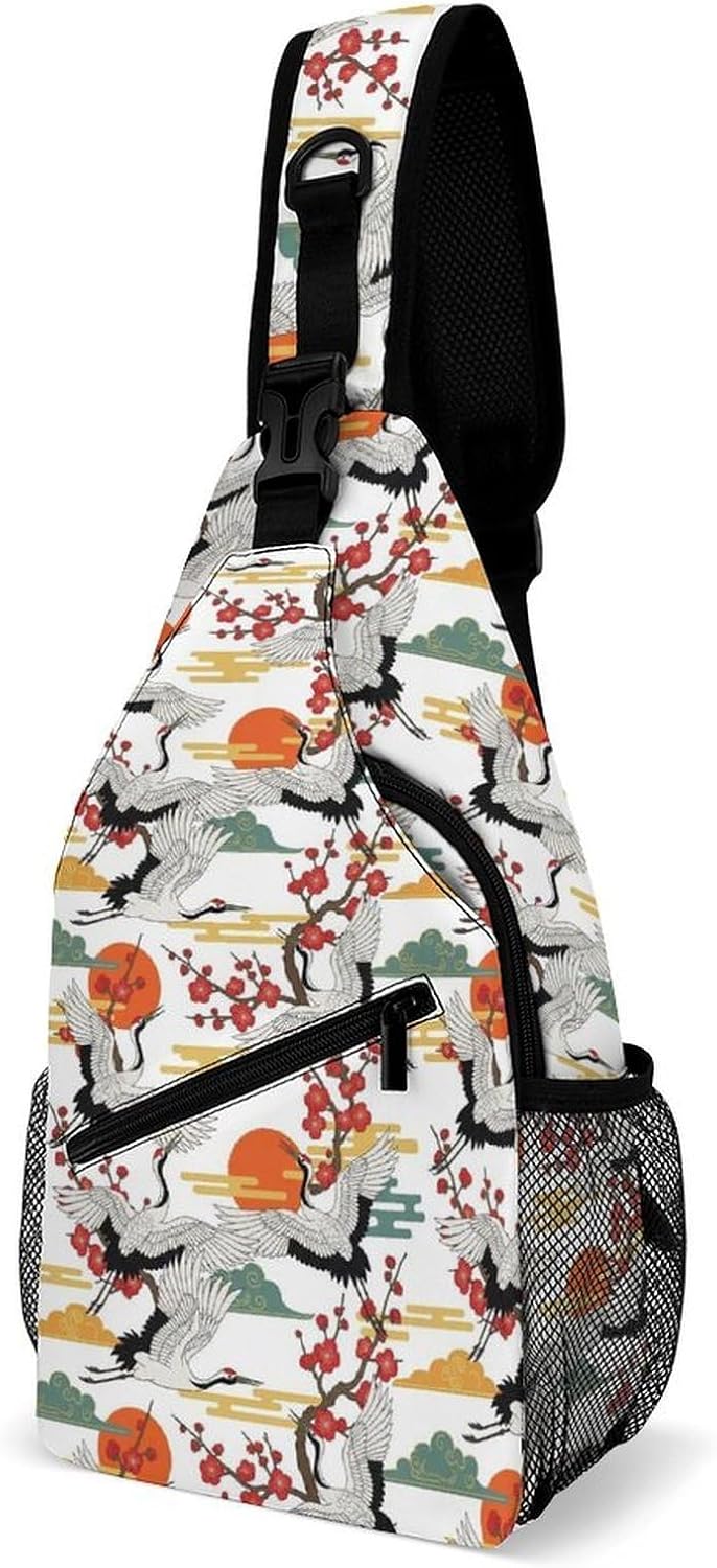 Men Women Sling Backpack Outdoor Sport Daypack Travel Bag, Multipurpose Anti-Theft Carry On Bag, Breathable Chest Sling Shoulder Backpacks Bags, Blue Galaxy