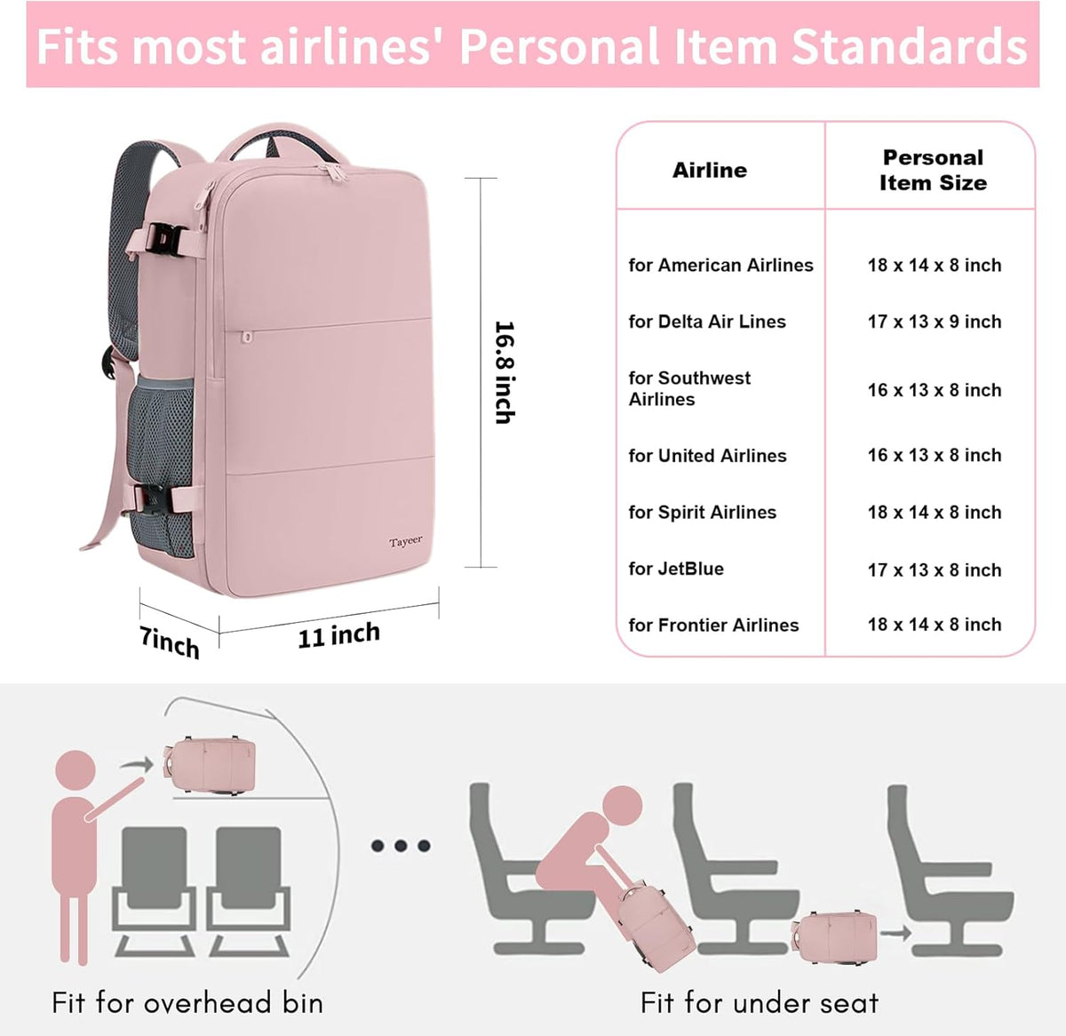 Backpack for Women, Carry on Backpack with Laptop Compartment | Travel Laptop Mochila Carry On Luggage with Shoe Pouch, Airline Approved Personal Item Bag For Weekender Hiking, Black Khaki